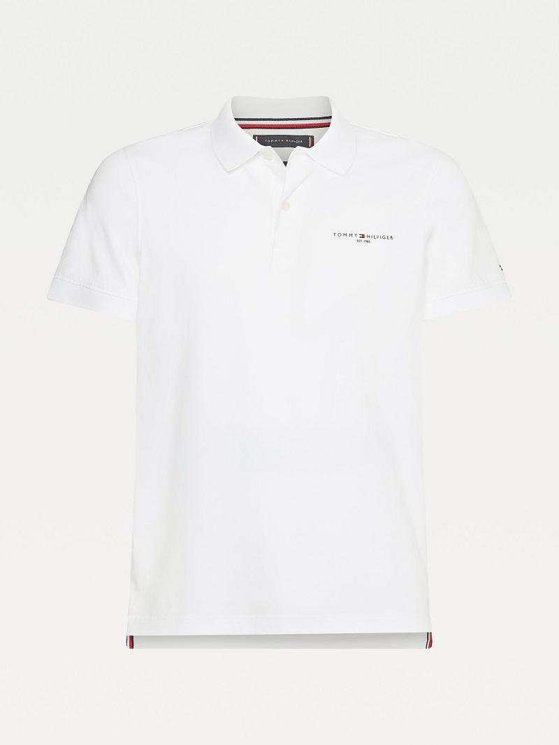 Férfi Tommy Hilfiger Slim fit solid jersey Polos Fehér | HU 1095PJJ